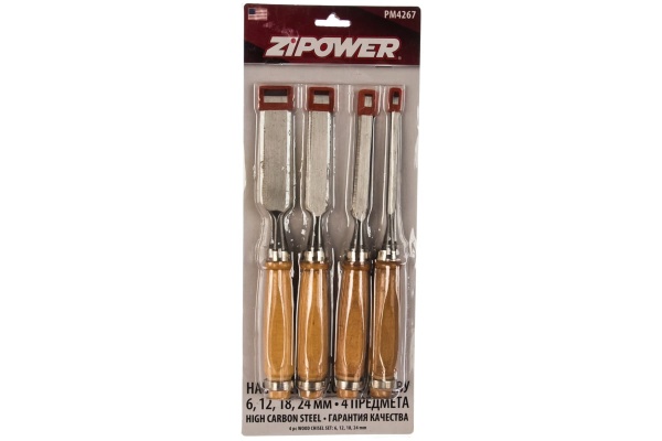 Набор стамесок по дереву, 4 предмета Zipower PM4267