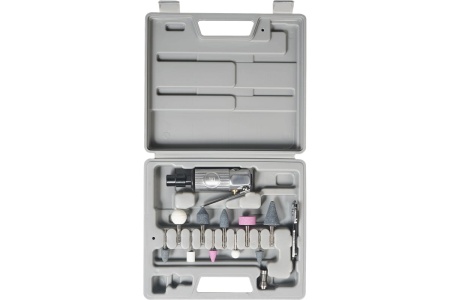 Пневматическая прямая шлифовальная машинка Airline МИНИ с оснасткой 16 предметов, кейс ATBR040