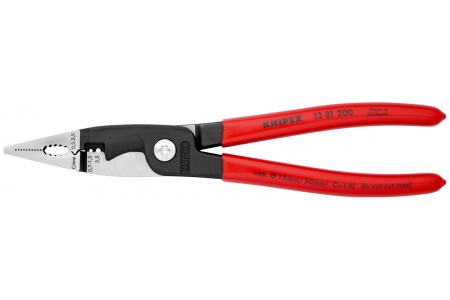 Электромонтажные клещи Knipex 6-в-1, 200 мм, чёрные, 1К ручки, KN-1381200SB Электромонтажные клещи Knipex 6-в-1, 200 мм, чёрные, 1К ручки, KN-1381200SB