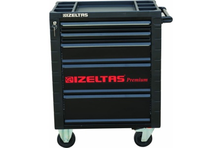 Инструментальная тележка IZELTAS PREMIUM черно-красная, без инструментов, 5 ящиков 8245321005