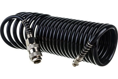 Шланг спиральный черный полиуретановый профи (5 м; 20 бар; 5х8 мм) Pegas pneumatic 4924