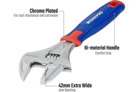 Разводной сверхширокооткрывающийся ключ WORKPRO 2 в 1 200 мм (8 дюймов) CR-V WP272014