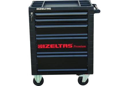 Инструментальная тележка IZELTAS PREMIUM, черно-красная, с инструментами, 7 ящиков 8245007096