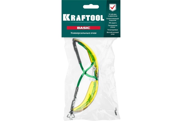 Защитные очки KRAFTOOL Basic желтые 110318 Защитные очки KRAFTOOL Basic желтые 110318