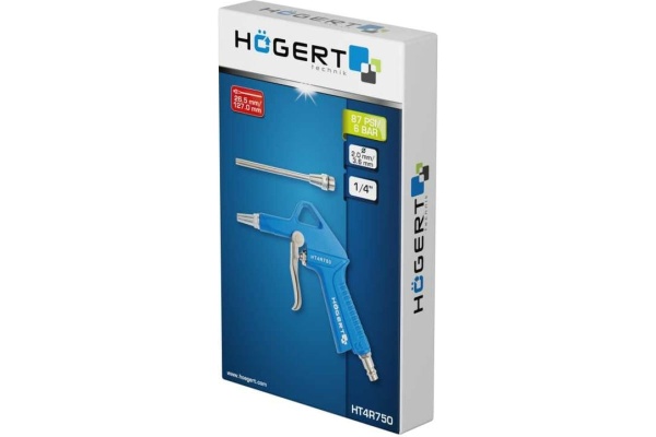Пистолет для продувки HOEGERT TECHNIK с коротким и длинным соплом HT4R750