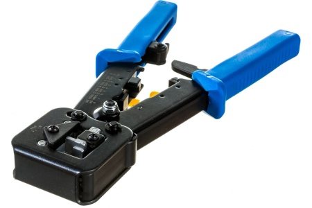 Обжимной инструмент для коннекторов LANMASTER EZ, 4P, 6P, 8P, с храповым механизмом, LAN-CRI-468R/EZ
