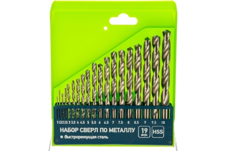 Набор сверл по металлу (1-10 мм; 19 шт.) СИБРТЕХ 723887