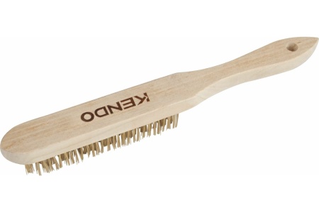 Корщетка KENDO сталь с медным покрытием, с деревянной ручкой 31504