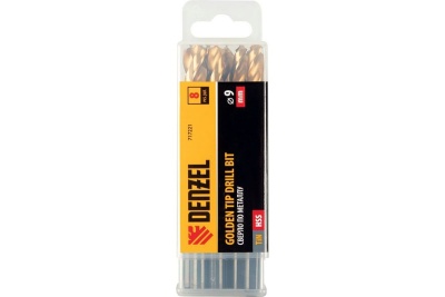 Сверло по металлу Golden Tip 9 мм, HSS-Tin, 8 шт, DIN 338 Denzel 717221
