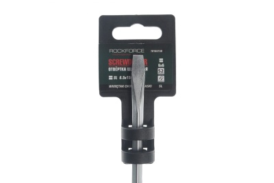 Шлицевая магнитная отвертка ROCKFORCE Profi S2 SL6.5х150мм на пластиковом держателе RF-70165150