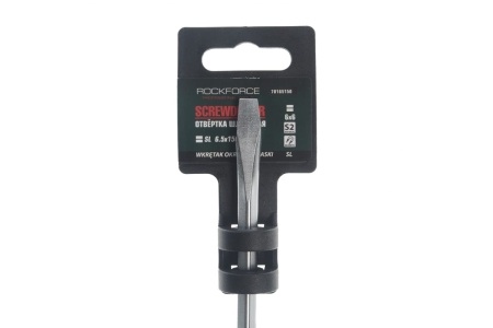 Шлицевая магнитная отвертка ROCKFORCE Profi S2 SL6.5х150мм на пластиковом держателе RF-70165150