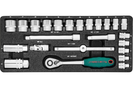 Набор торцевых головок 3/8"DR 6-22 мм Jonnesway S04H3125S