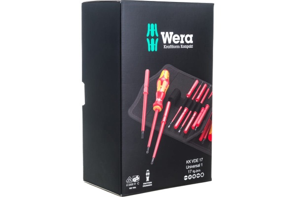 Набор отвёрток-насадок диэлектрических с рукояткой-держателем Wera, VDE, 17 предметов, WE-059030