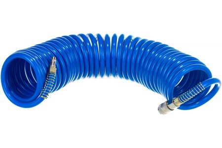 Шланг спиральный синий с быстросъемными соединениями профессиональный (10 м; 20 бар; 8х12 мм) Pegas pneumatic 4912
