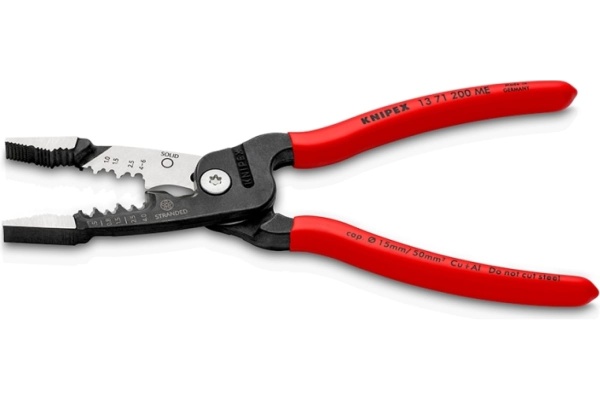 Инструмент для зачистки гармонизированных европейских кабелей KNIPEX из закаленной стали, фосфатированный, обливные ручки KN-1371200ME