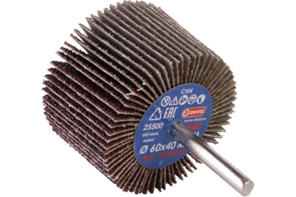 Круг лепестковый абразивный радиальный (60x40 мм; хв-к 6 мм; P40) ДИОЛД 90018013