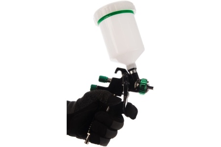 Пневматический краскопульт INTERTOOL LVLP GREEN, форсунка 1.3 мм, бачок 600 мл, PT-0132