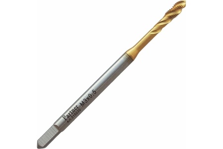 Метчик Partner M3х0,5 HSSE, DIN371, спиральная канавка, Н6, TiN 315030