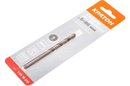 Сверло по металлу легированное кобальтом Р6М5К5 (5х86х52 мм) Кратон 1 05 18 010