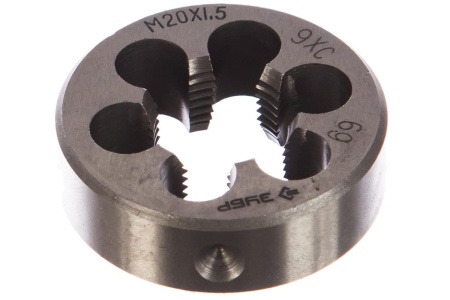 Круглая ручная плашка для нарезания метрической резьбы, мелкий шаг, Зубр "МАСТЕР" М20x1,5 4-28022-20-1.5