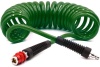 Шланг пневматический полиуретановый спиральный (5 м, 6.5х10 мм, быстросъем Rapid M+F латунь, 10-16 бар, зеленый) HQ-mech HQ-AH08-510GREEN