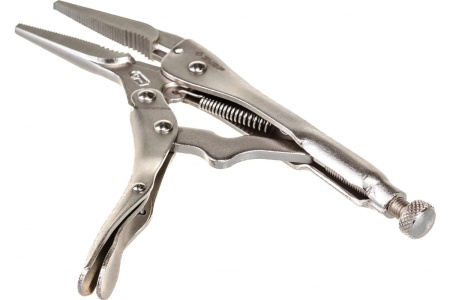 Ручной зажим Зубр Эксперт с удлиненными губками из кованой Cr-V стали для мест с ограниченным доступом 225 мм 22511-22