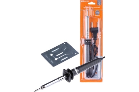 Электрический паяльник TDM ПЭ-40 с жалом типа "конус", в комплекте подставка, 40 Вт, "Гранит" SQ1025-0201