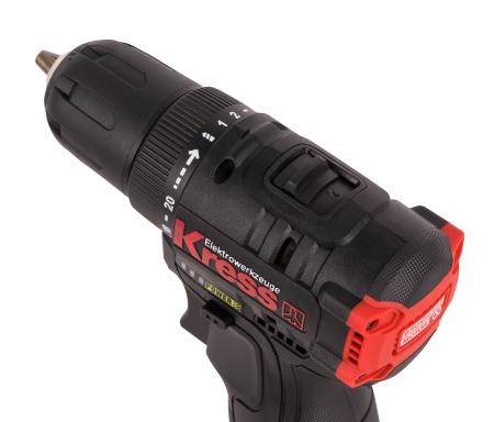 Дрель-шуруповерт аккумуляторная бесщеточная KRESS KUA24, 12В, 40Нм, 2.0Ач х2, ЗУ 1,5А, кейс.