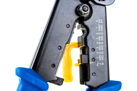 Обжимной инструмент для коннекторов LANMASTER EZ, 4P, 6P, 8P, с храповым механизмом, LAN-CRI-468R/EZ