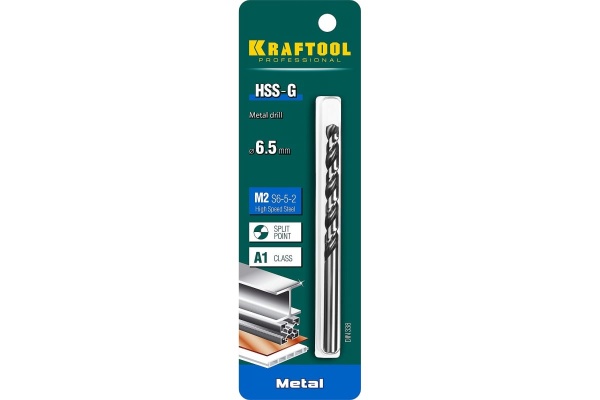 Сверло по металлу HSS-G сталь М2 (6.5х109 мм) Kraftool 29651-6.5