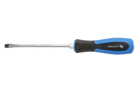 Силовая отвертка HOEGERT TECHNIK с металлическим затыльником, шлиц SL8x150 мм, CrV HT1S068