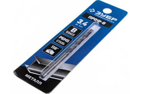 Сверло по металлу ЗУБР Профессионал 3.4х70 мм, сталь Р6М5 29621-3.4