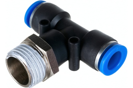 Фитинг Т-образный с наружной резьбой (10 мм; 1/2") для пластиковых трубок ROCKFORCE RF-SPB10-04