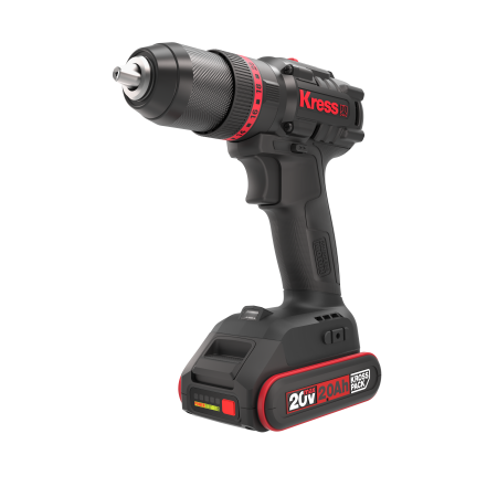 Дрель-шуруповерт аккумуляторная ударная бесщеточная KRESS KUC30.1, 20В, 60Нм, 2Ач x2, ЗУ 2А, сумка