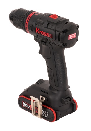 Дрель-шуруповерт аккумуляторная ударная бесщеточная KRESS KUC30.1, 20В, 60Нм, 2Ач x2, ЗУ 2А, сумка
