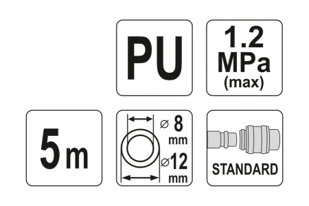 Шланг спиральный (5 м; 8х12 мм; PU) YATO YT-24207