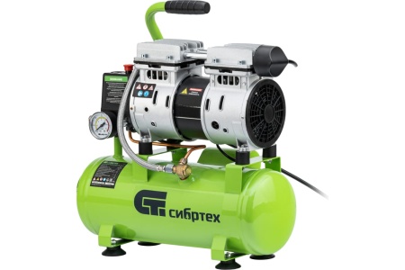 Безмаслянный малошумный компрессор СИБРТЕХ МБ 750/10,750 Вт, 10 л, 150 л/мин 58001
