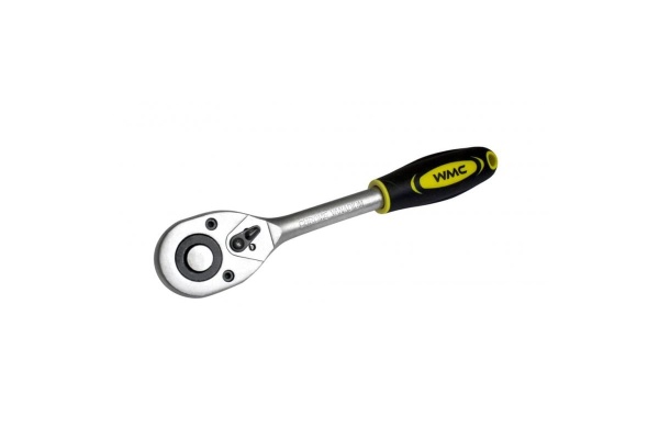 Трещотка WMC TOOLS реверсивная, с резиновой ручкой, 1/4''(L-155мм,24зуб.) 48822 80224