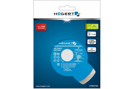 Диск отрезной алмазный супертонкий 115x1.1x22.23 мм HOEGERT TECHNIK HT6D756