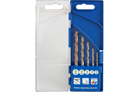 Набор сверл по металлу Эксперт кобальтовые (5 шт; 2-6 мм) ПРАКТИКА 640-254