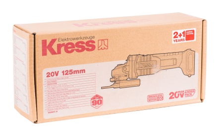 Угловая шлифмашина аккумуляторная KRESS, KU801.9, 20В, 125мм, без АКБ и ЗУ