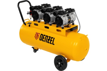 Безмаслянный малошумный компрессор Denzel DLS 1800/100,1800 Вт, 3x600, 100 л, 345 л/мин 58028