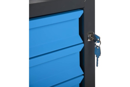 Инструментальная тележка WIEDERKRAFT 670x450x930 мм, 6 ящиков, 4x87мм, 2x179мм, серый/синий WDK-606GB