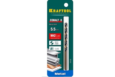 Сверло по металлу COBALT HSS-Co 8% сталь М42 (5.5х93 мм) Kraftool 29656-5.5