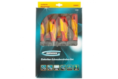 Набор диэлектрических отверток до 1000В, тестер, CrMo, 8шт GROSS 12950