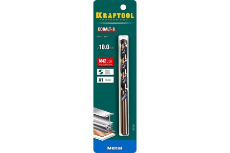 Сверло по металлу COBALT HSS-Co 8% сталь М42 (10х133 мм) Kraftool 29656-10