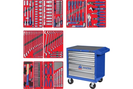 Набор инструментов МАСТЕР в синей тележке, 205 предметов МАСТАК 52-205B