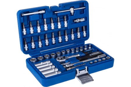 Набор торцевых головок с трещоткой КОБАЛЬТ 1/4" Cr-V 46 предметов 791196-46
