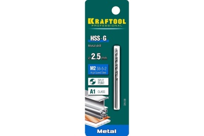 Сверло по металлу HSS-G сталь М2 (2.5х57 мм) Kraftool 29651-2.5