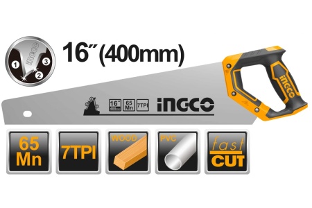 Ножовка по дереву INGCO 400 мм INDUSTRIAL HHAS38400